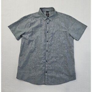 Prana Hemp Shirt Men's XL Gray Performance Stretch Short Sleeve Button Up Pocket